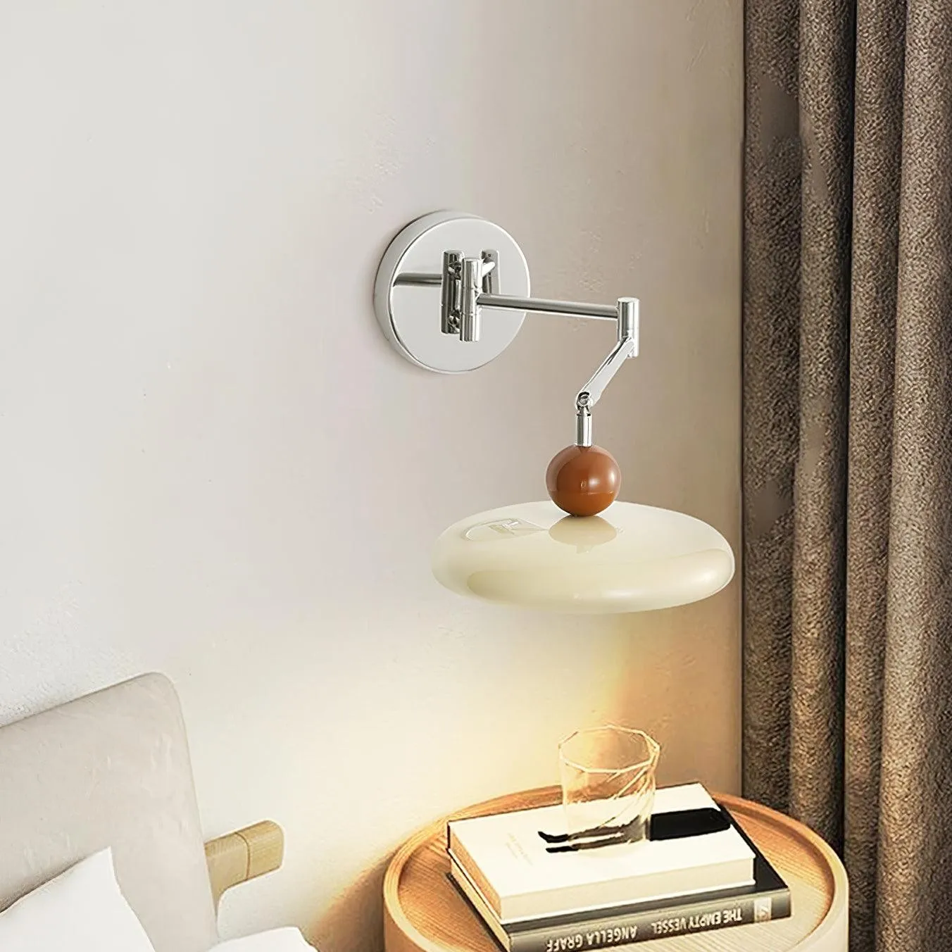 Cream Style Adjustable Swing Arm Disc Reading Wall Lamp KL458