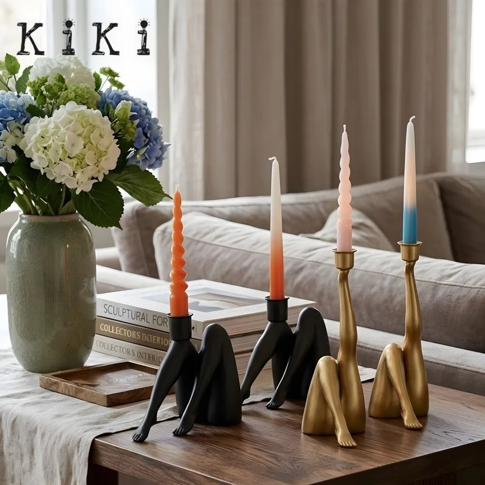 Kickra Sculptural Leg Base Candle Holder - Modern Artistic Design Table Or Living Room Decor KL2204