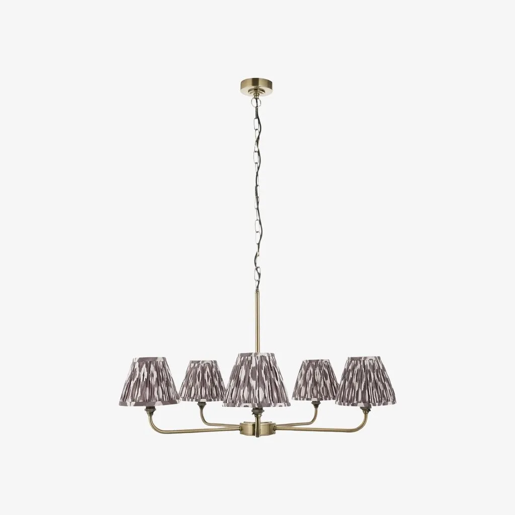 Zevatik Classic Ikat Patterned Fabric Chandelier - Metal Bracket Chandelier KL1873
