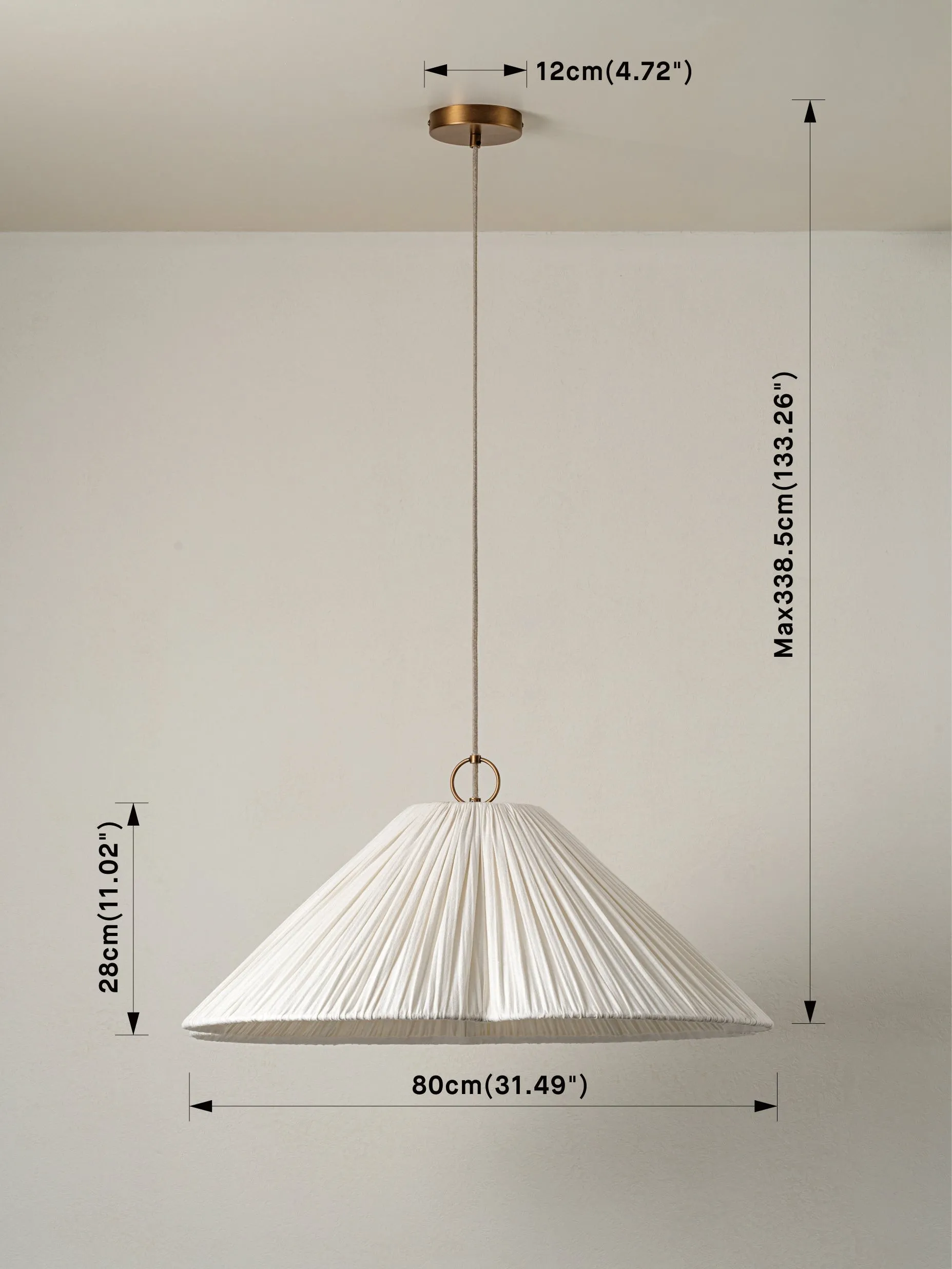 Blossine Oversized Linen Scalloped Pendant Light –Modern Textile Pendant Light for Home Interiors KL1537