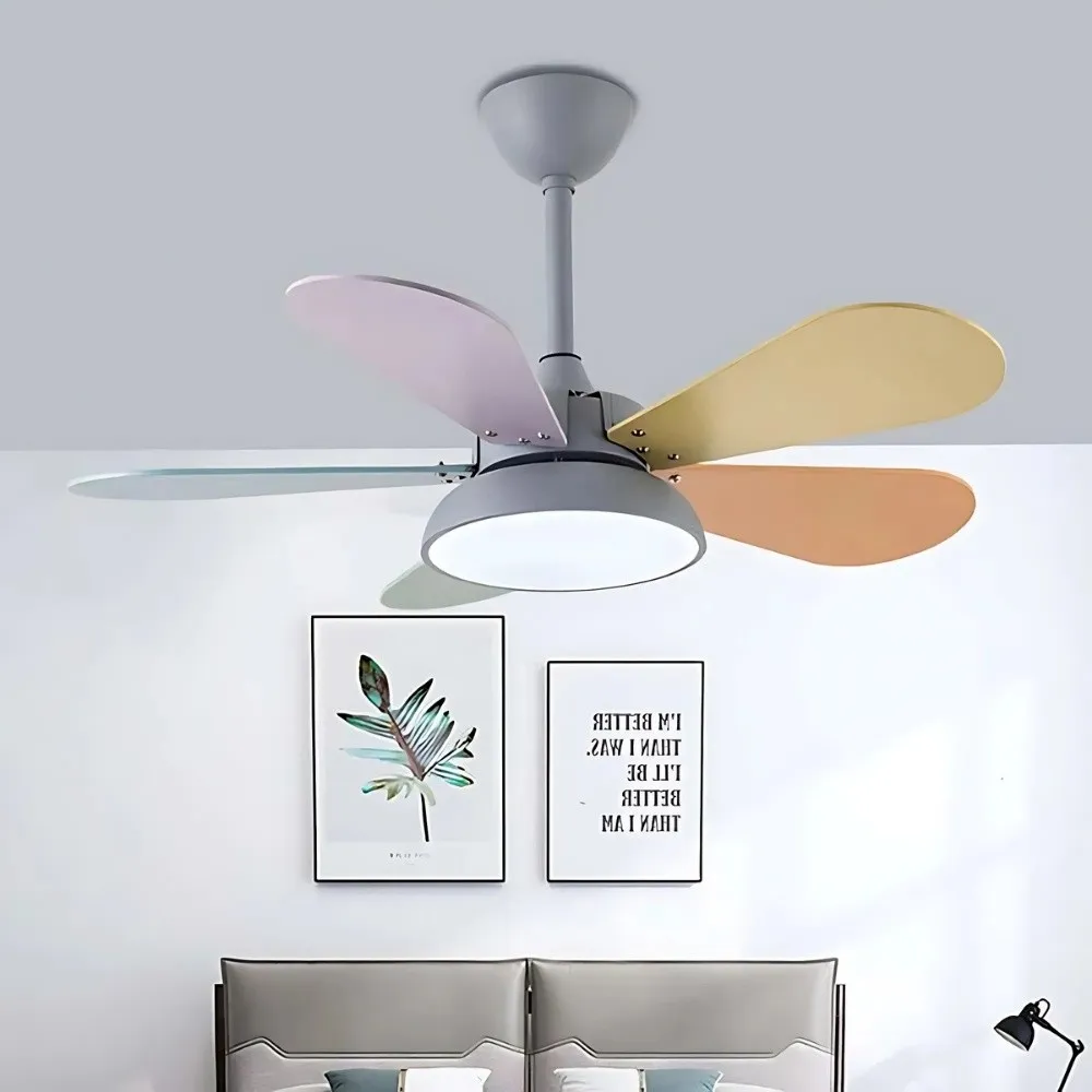 Modern Colorful Led Ceiling Fan Light For Kids Room KL947
