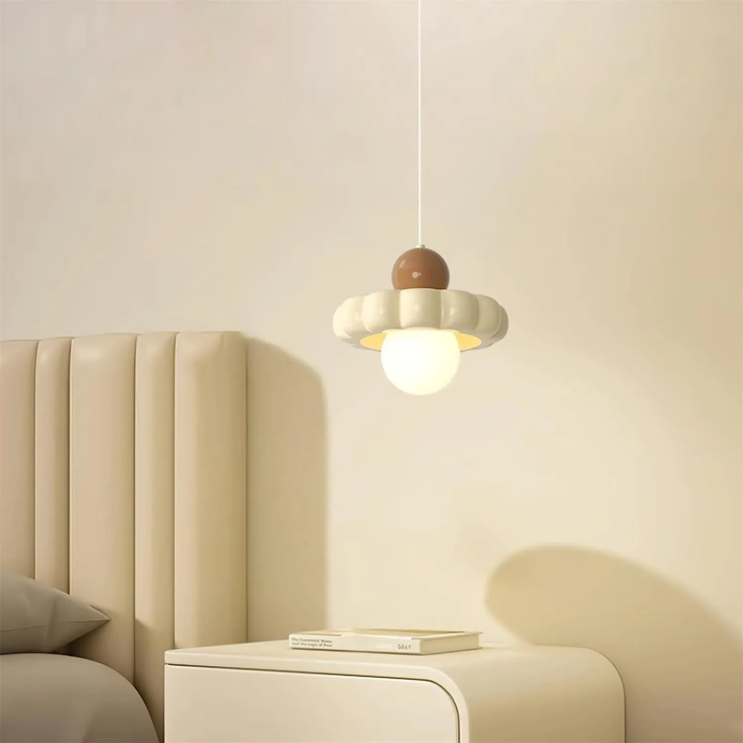 Cream Style Long Line Pumpkin Texture Pendant Lamp KL294