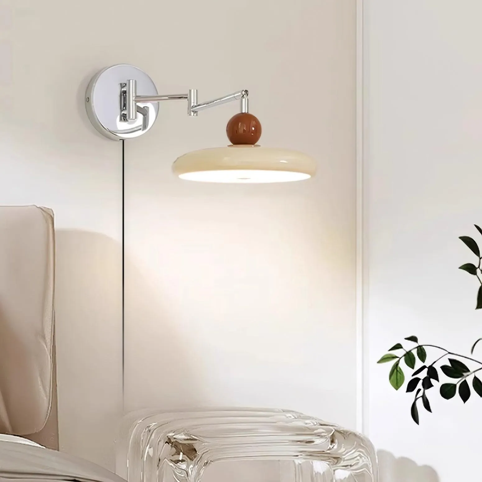 Swing Arm Bedside Plug In Wall Lamp KL457
