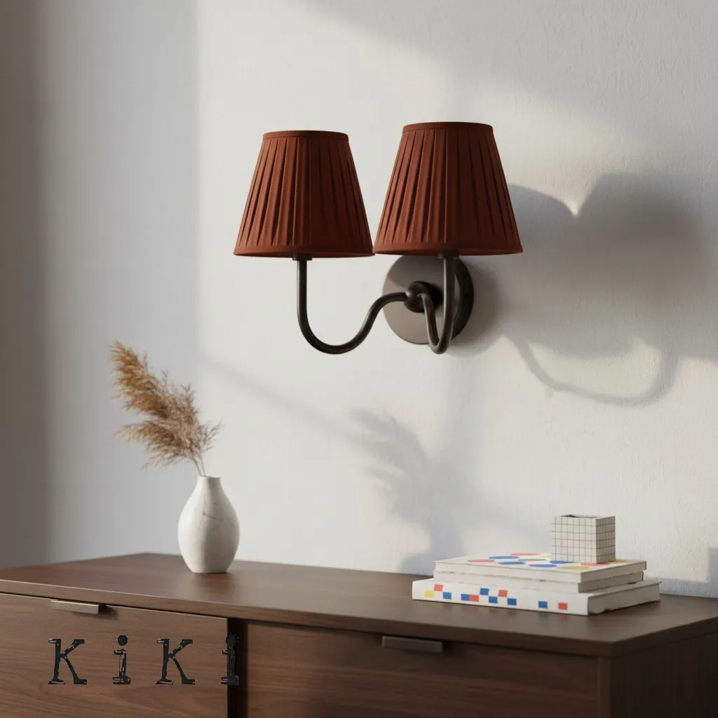 Luvora Vintage Pleated Shade Wall Lamp - Refined Linen Sconce For Bathroom or Corridor KL1272