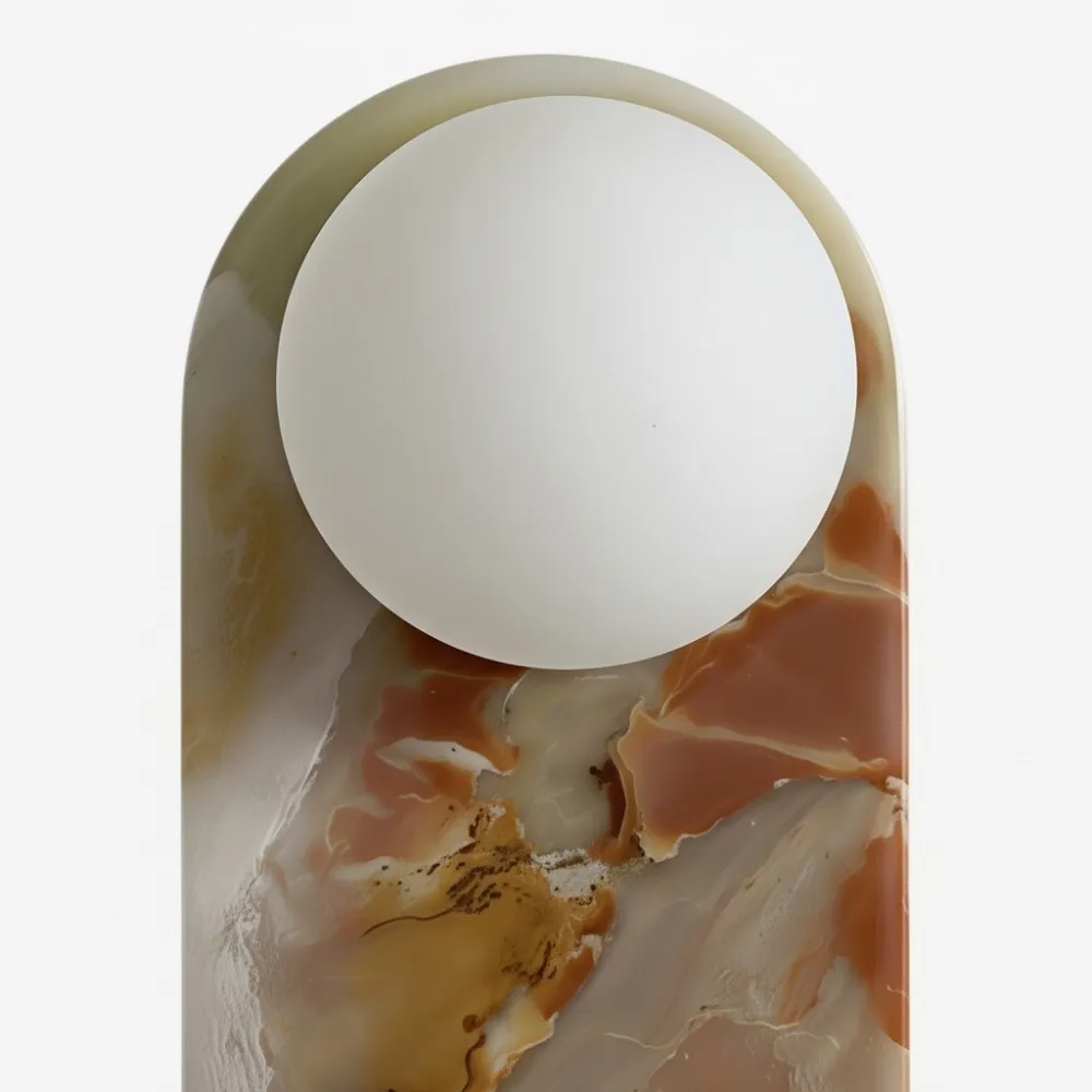 Vinbrea Stone Wall Lamp Organic Texture - Mid-Century Accent Light for Bedroom and Hallway KL2390