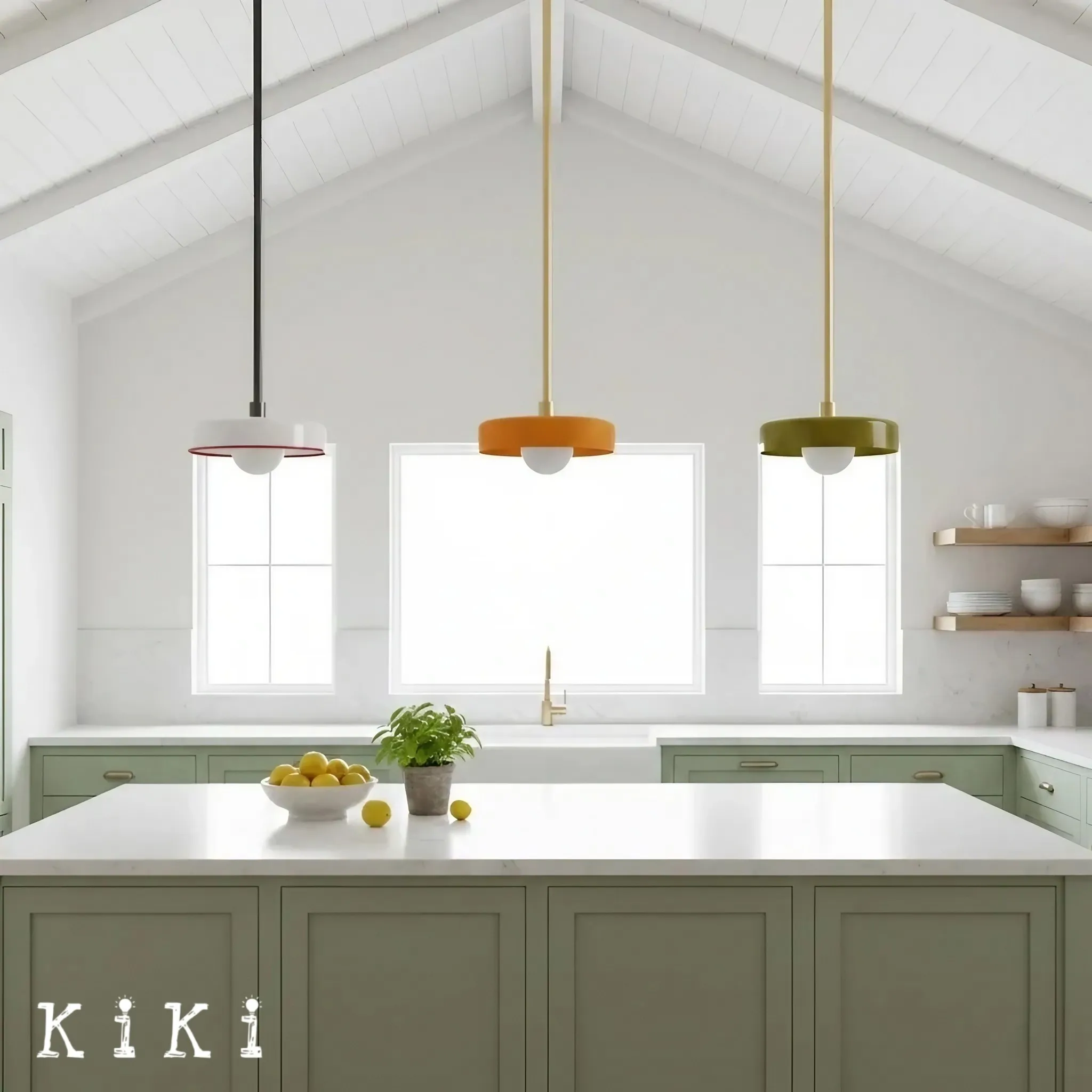 Metal Rod Glass Disc Orb Pendant Light KL923