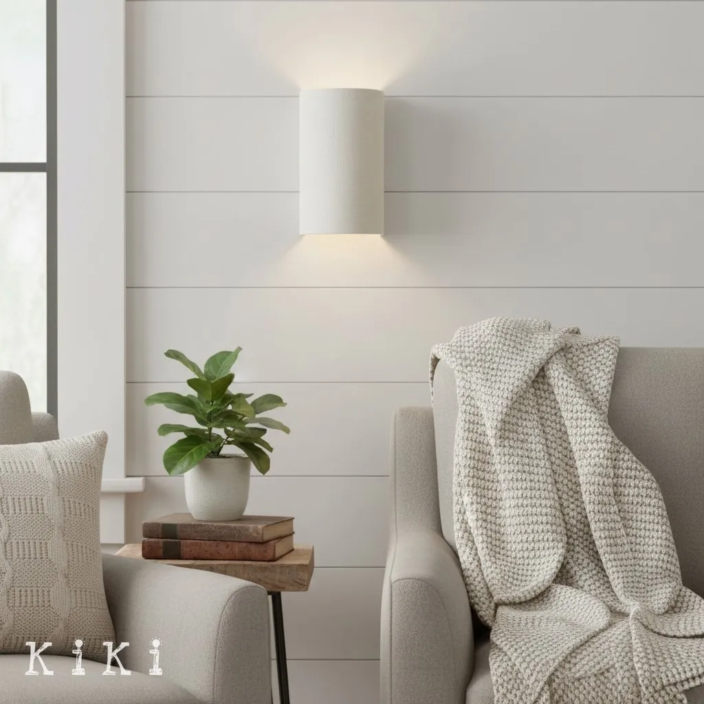 Linbron Minimalist Natural Linen Wall Sconce for Bedroom and Hallway KL2039