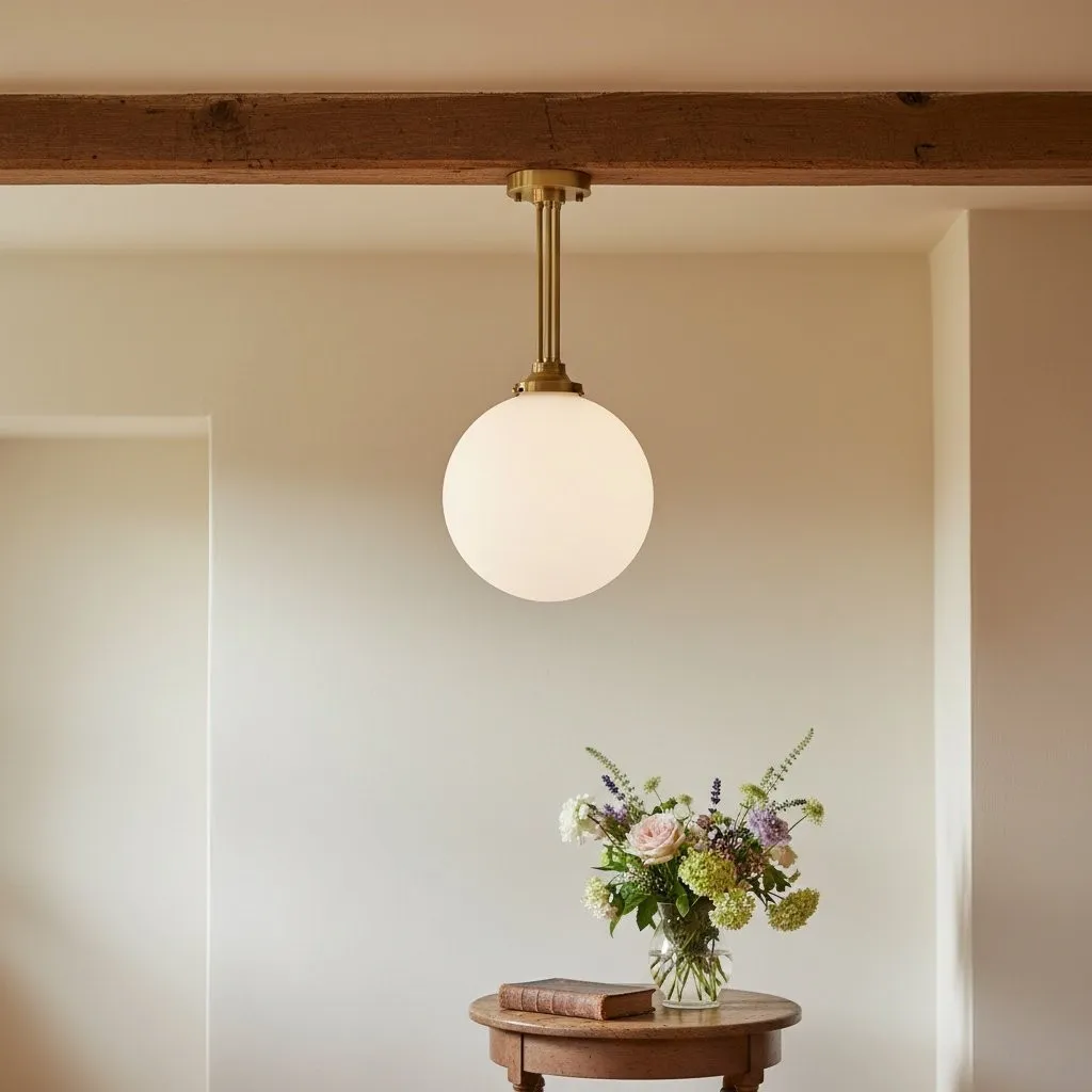Glorica Glass Frosted Globe Pendant Light - Art Deco Hanging Light for Home KL1493
