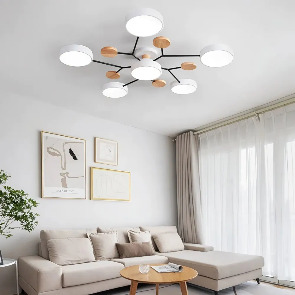 Nordic LED Branched Circle Wooden Ceiling Light KL39