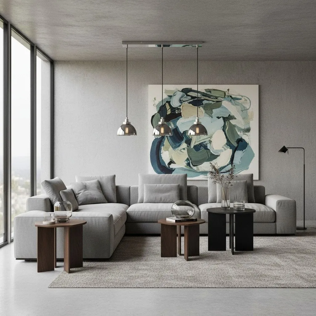 Shimmera 3-Light Linear Pendant - Mirror Glass Shades with Modern Nickel Finish for Dining Rooms KL1831