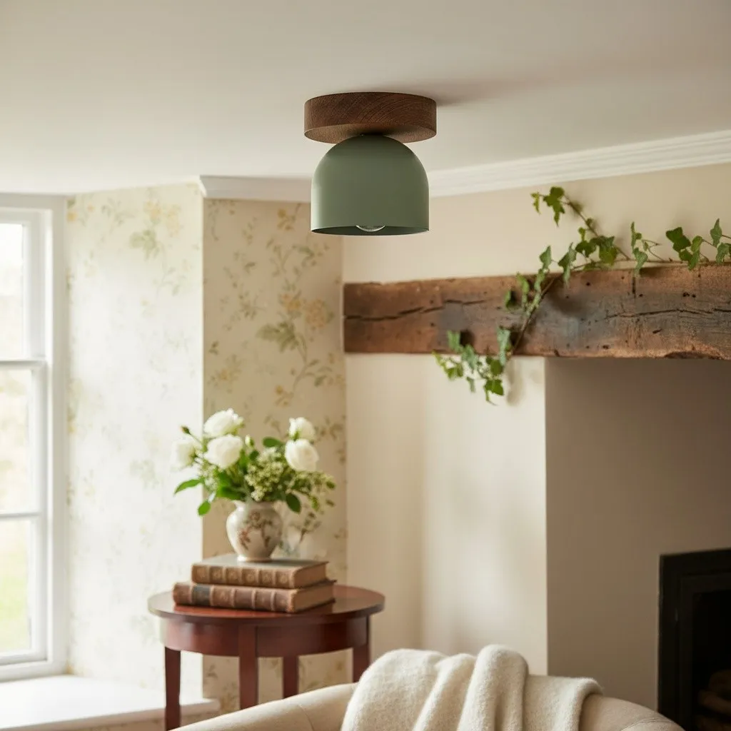 Metio Dome Modern Rustic Ceiling Light - Wooden and Metal Fusion KL1501