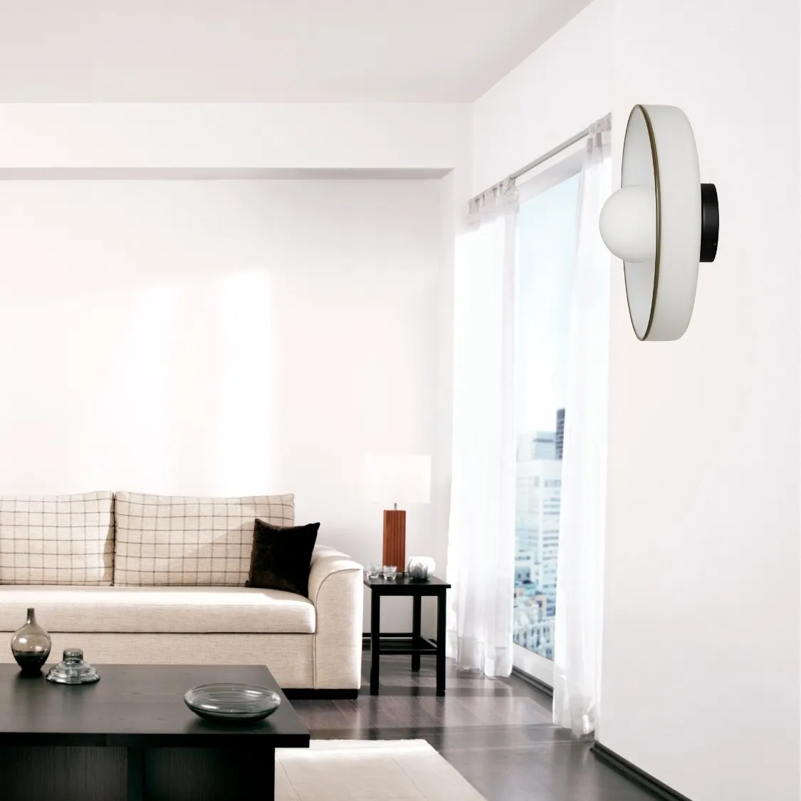Kalo Round Glass Metal Base Wall Light Ceiling Light- Disc Orb Wall Sconce for Modern Interior KL922