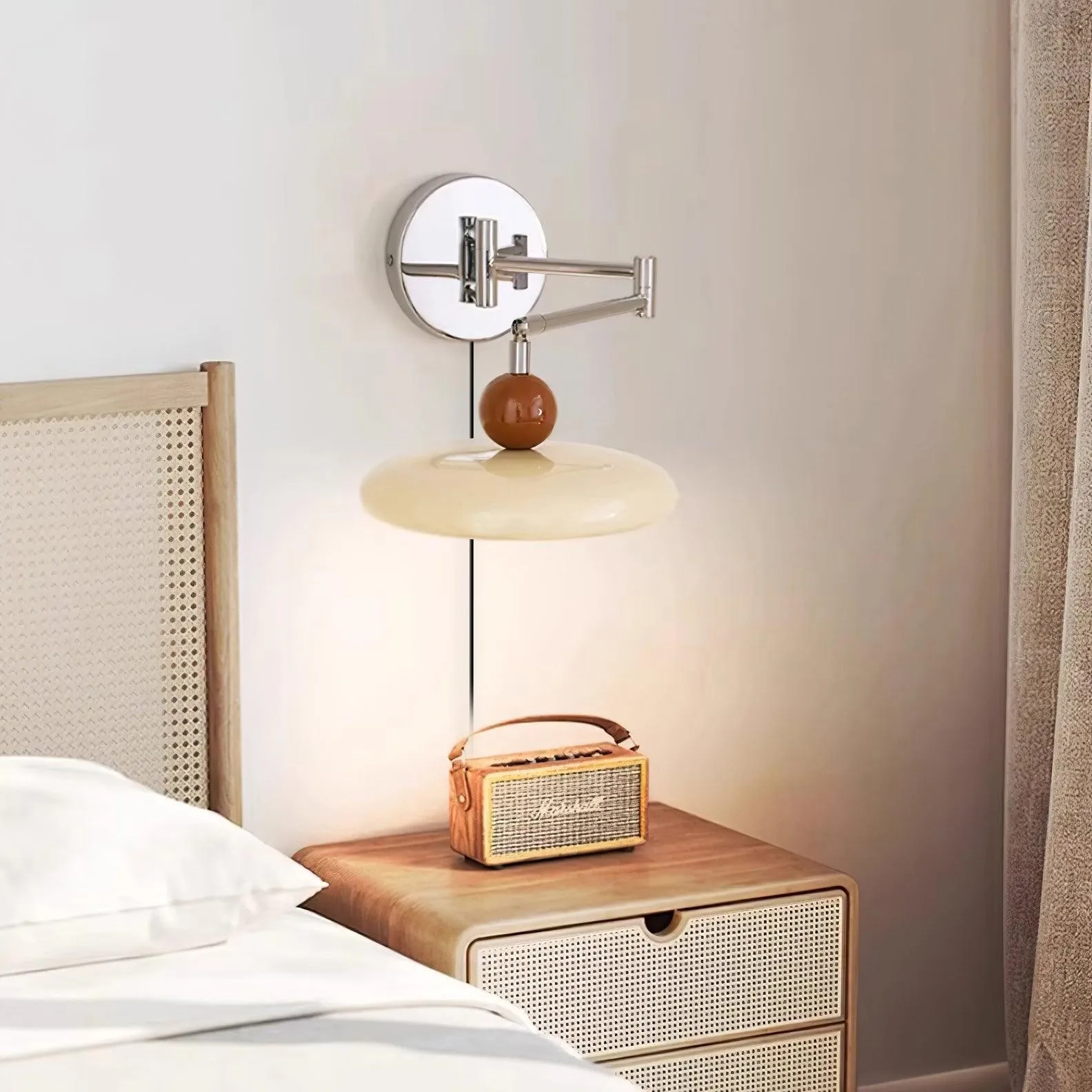 Swing Arm Bedside Plug In Wall Lamp KL457