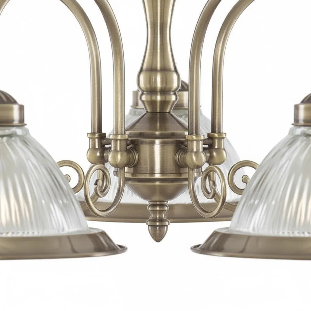 TF Vintora Ribbed Glass Pendant Light - Elegant Metal Trim for Kitchens, Dining Areas and Hallways KL1978