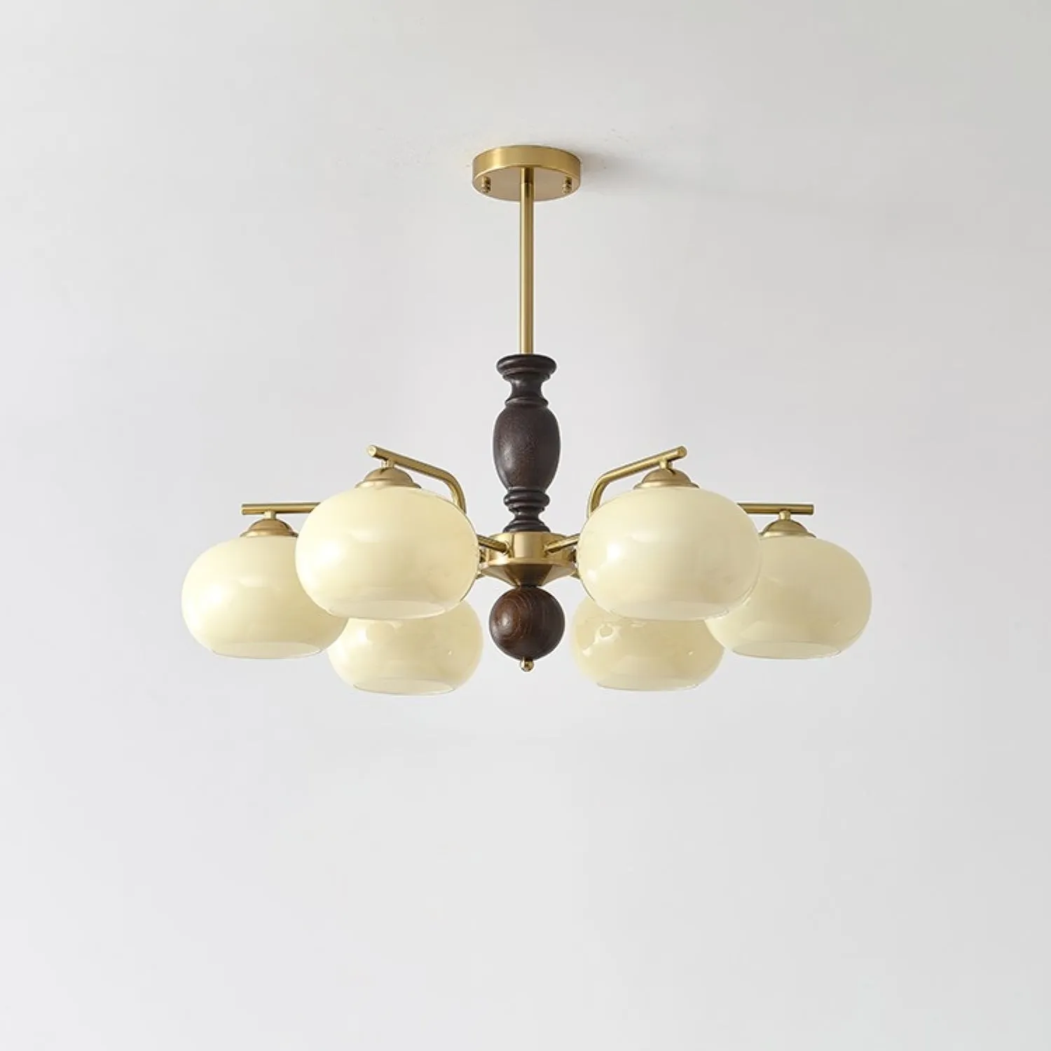 Medieval Style Walnut Beige Orb Chandelier KL750