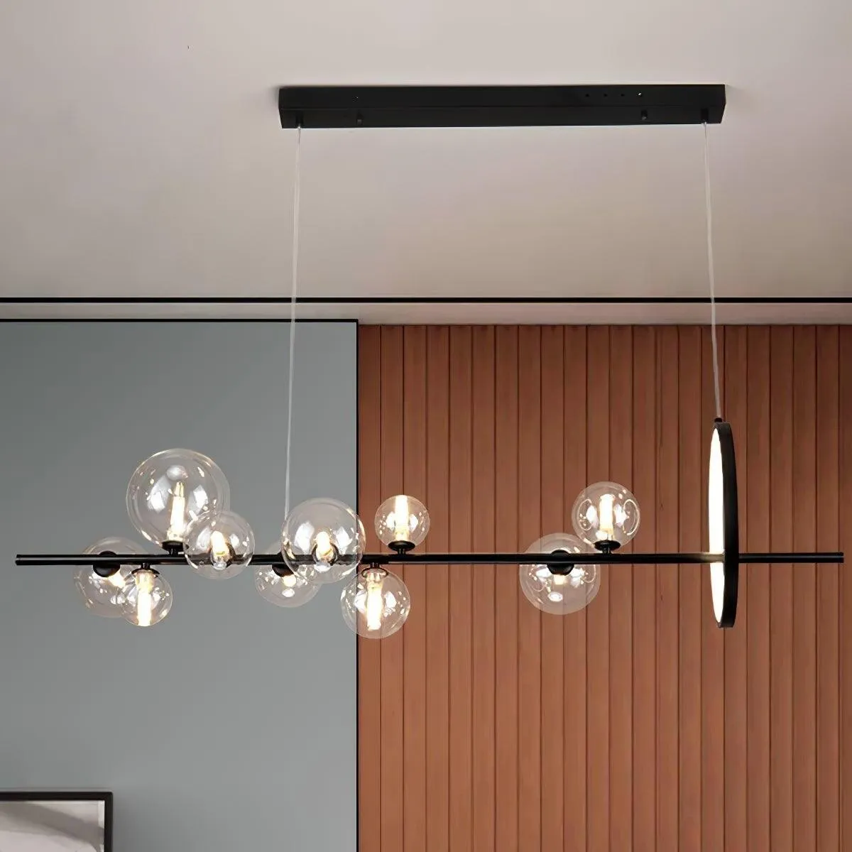Linear Glass Globe Circle Island Pendant Lamp KL97