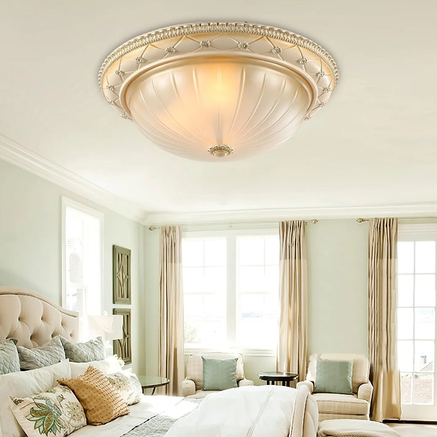 European Vintage Style Resin Ceiling Light for Bedroom KL358