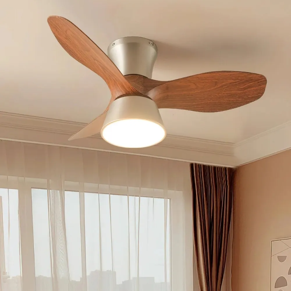 Vintage 3 Blade Silent Ceiling Fan Light For Bedroom KL944