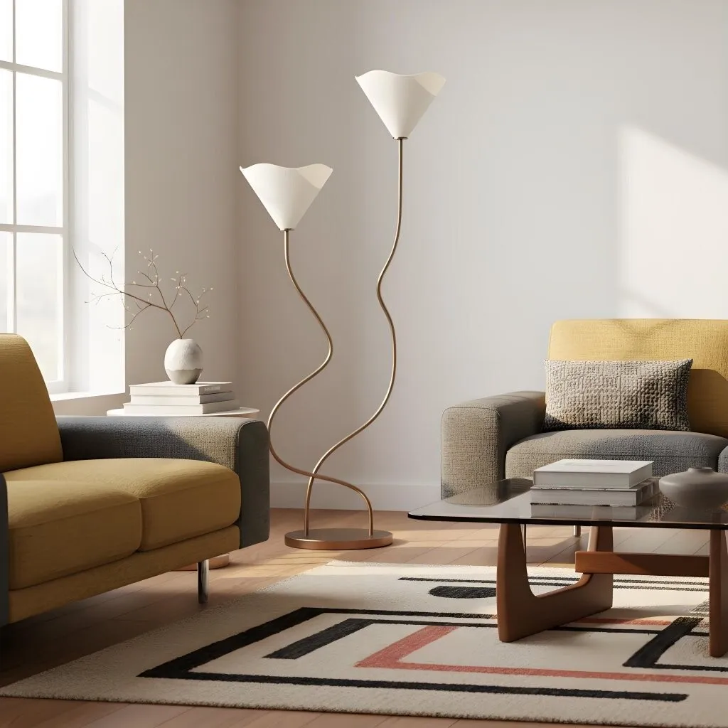 Kysara Floor Lamp - Dual-Stem Floral Design are Suitable for Placement in the Living Room or Bedroom or Study KL1634