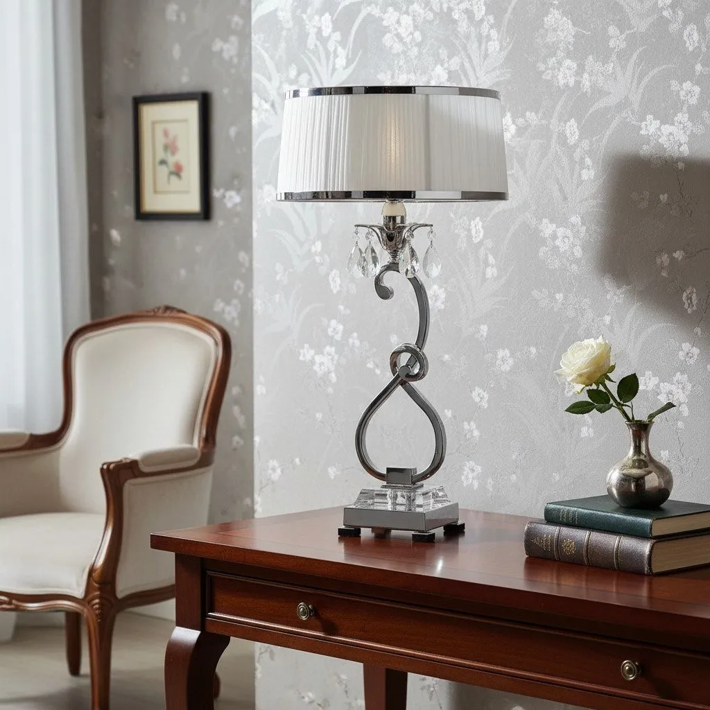 Talonis Decorative Crystal Table Lamp - Curved Metal Style for Home Interiors KL1903