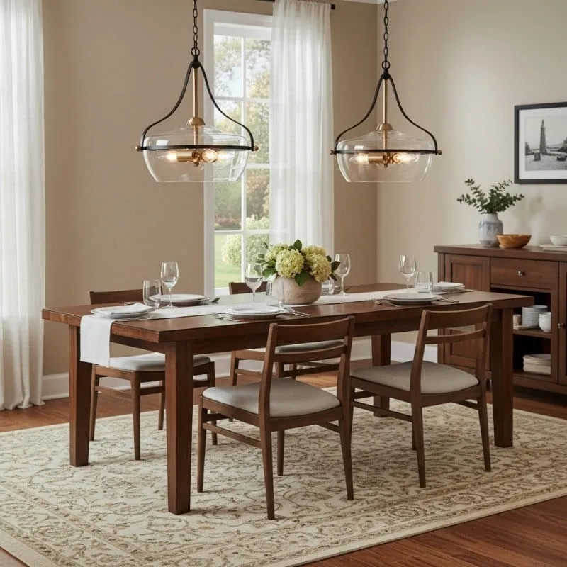 Lirra Modern Glass Bowl Shade Pendant Light - Kitchen Island or Dining Lighting KL1716