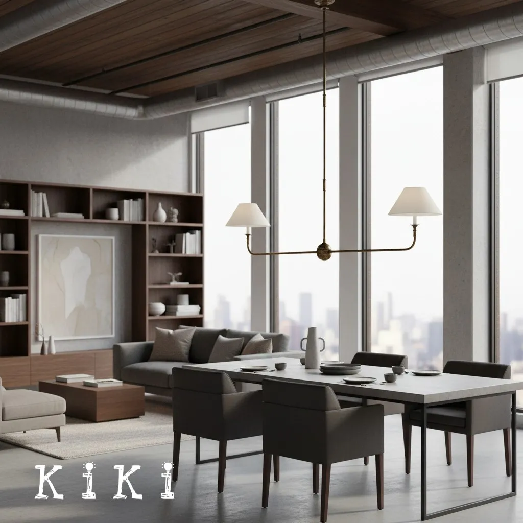 Modern Industrial Metal Chandelier – Luxury Linen Shade Design for Dining or Living Room KL1218