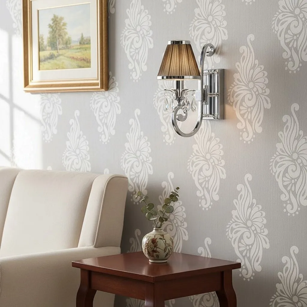Talonis Luxury Crystal Wall Sconce - Chrome Finish Frame for Bedrooms and Home Décor KL1917