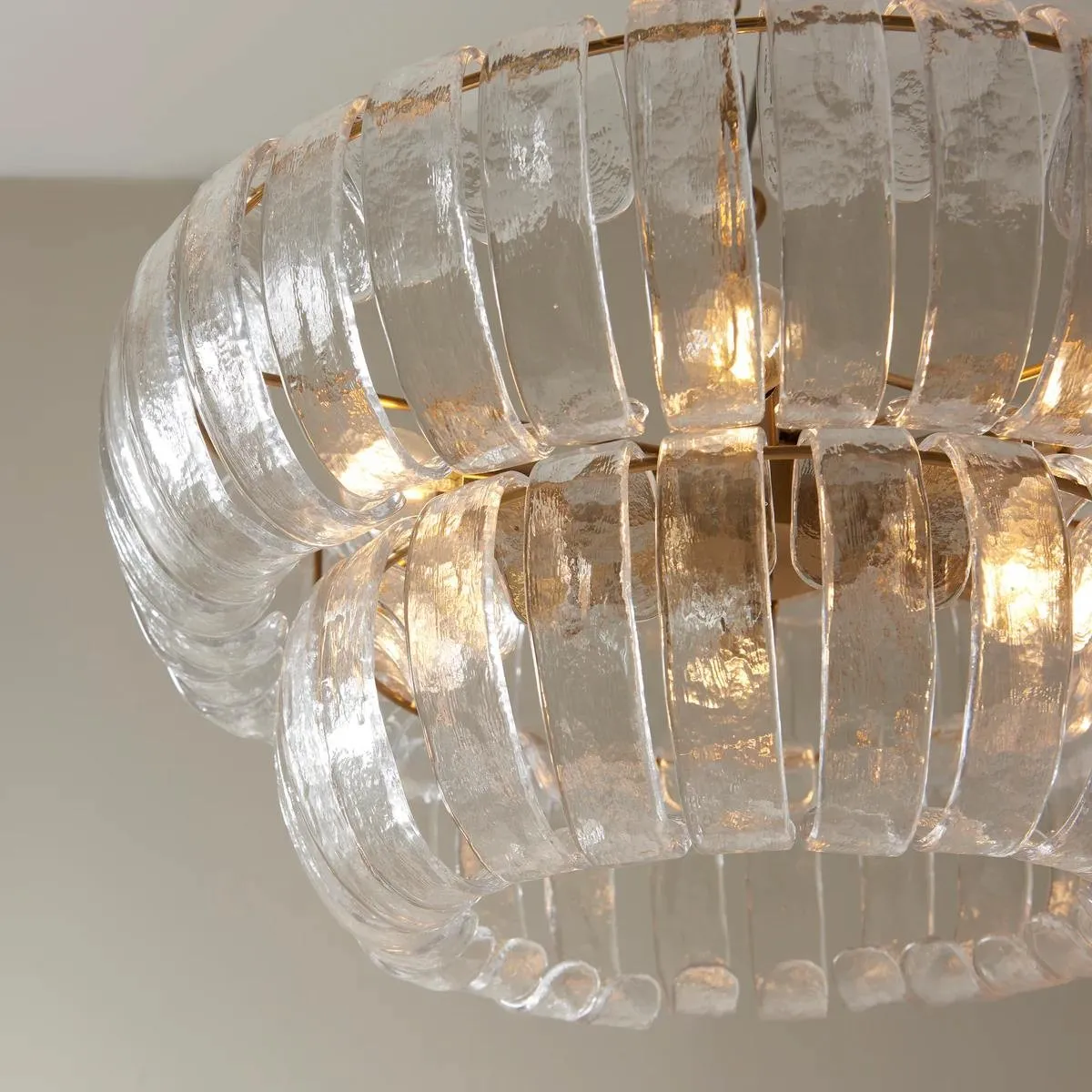 Solara 6-Light Tiered Pendant - Cascading Curved Glass and Metal-Frame for Dining & Entry KL1859