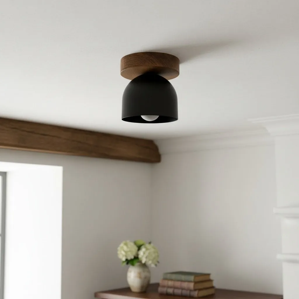 Metio Dome Modern Rustic Ceiling Light - Wooden and Metal Fusion KL1501