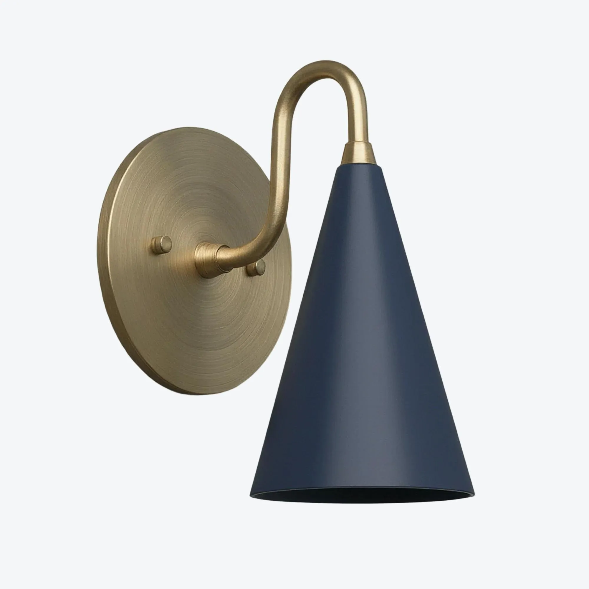 Curva Metal Cone Shade Sconce - Vintage Brass Wall Light for Entryway or Stairwell KL1720