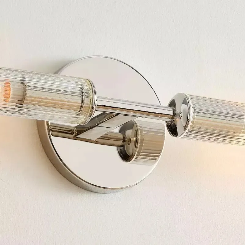 Alice Rustic Transparent Cooper Ribbed Glass Double Tube Sconce KL1121