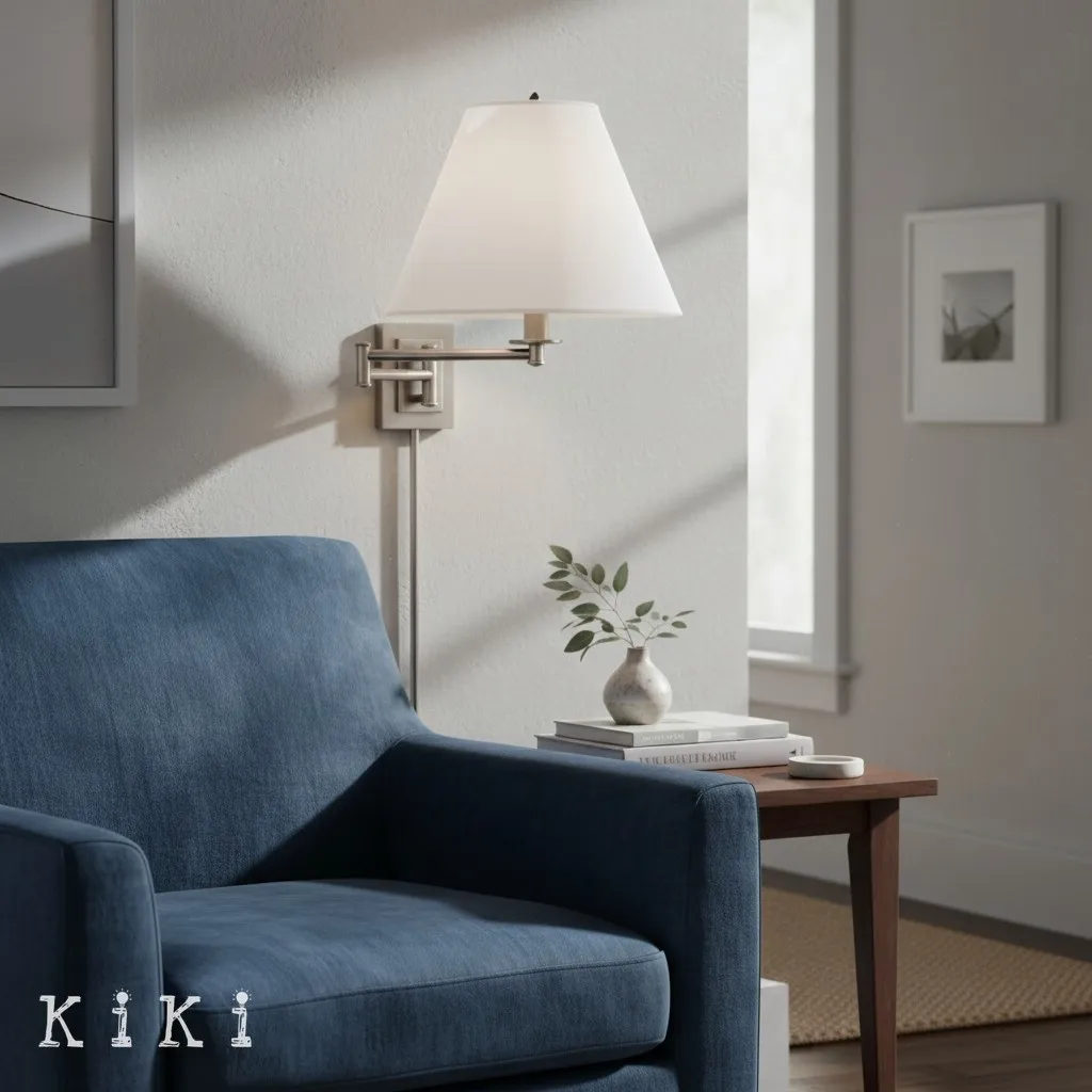 Arcuma Swing Arm Metal Wall Lamp - Retro Rotating Sconce for Bedside Reading KL2067