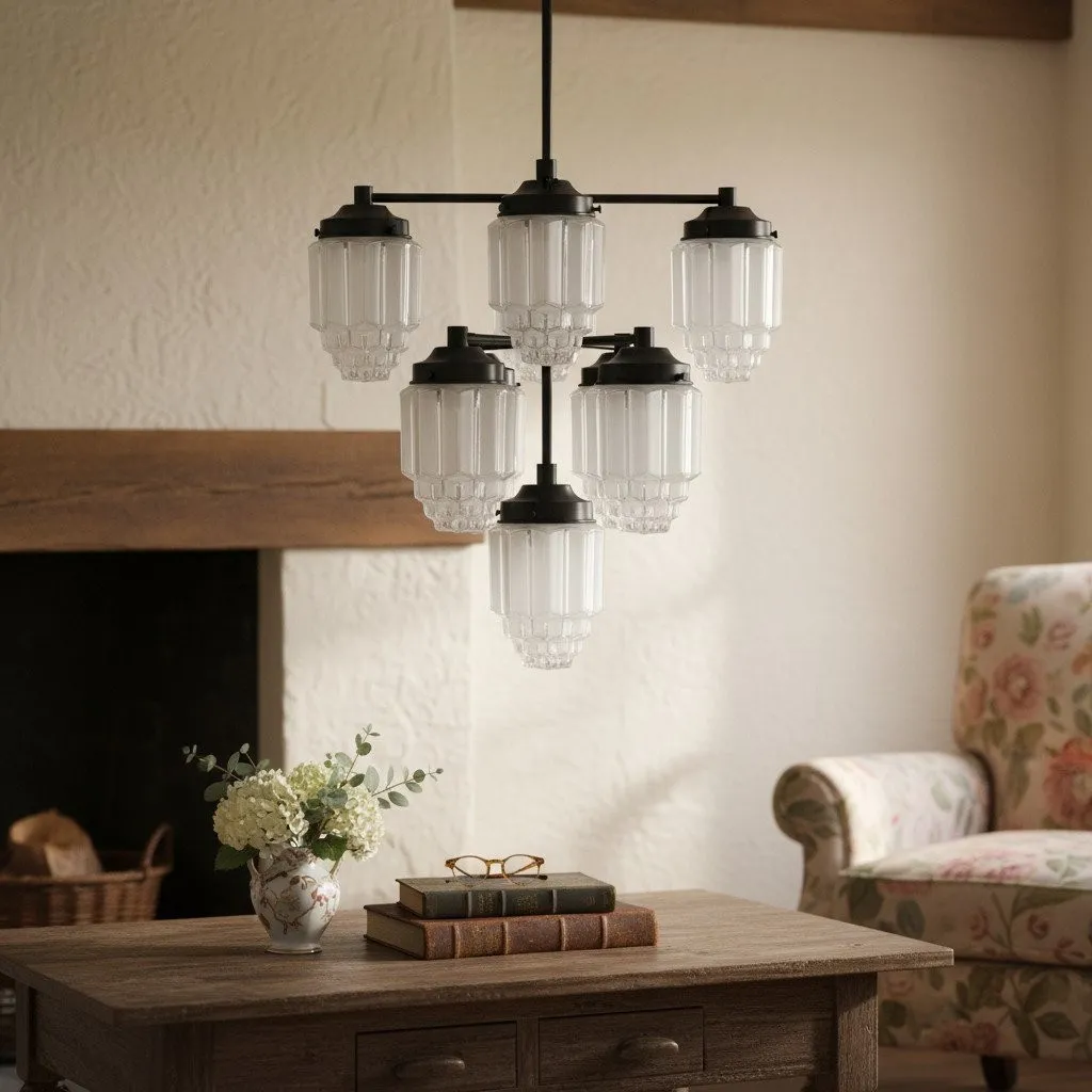 Tierlux Glass Textured Brass Chandelier – Timeless Lighting with Style KL1479