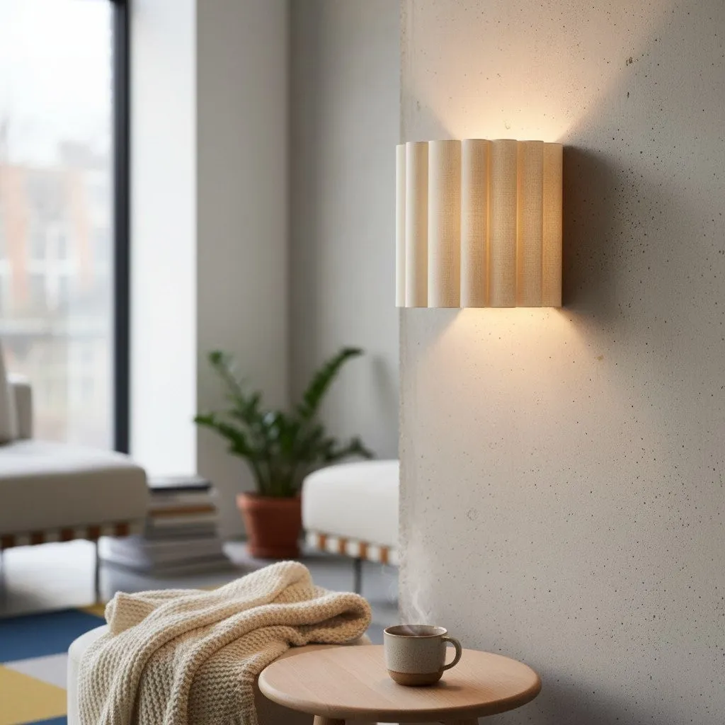 Velura Linen Fold Wall Sconce - Fabric Soft Pleated Design Ambient Lighting for Bedroom or Hallway KL1745