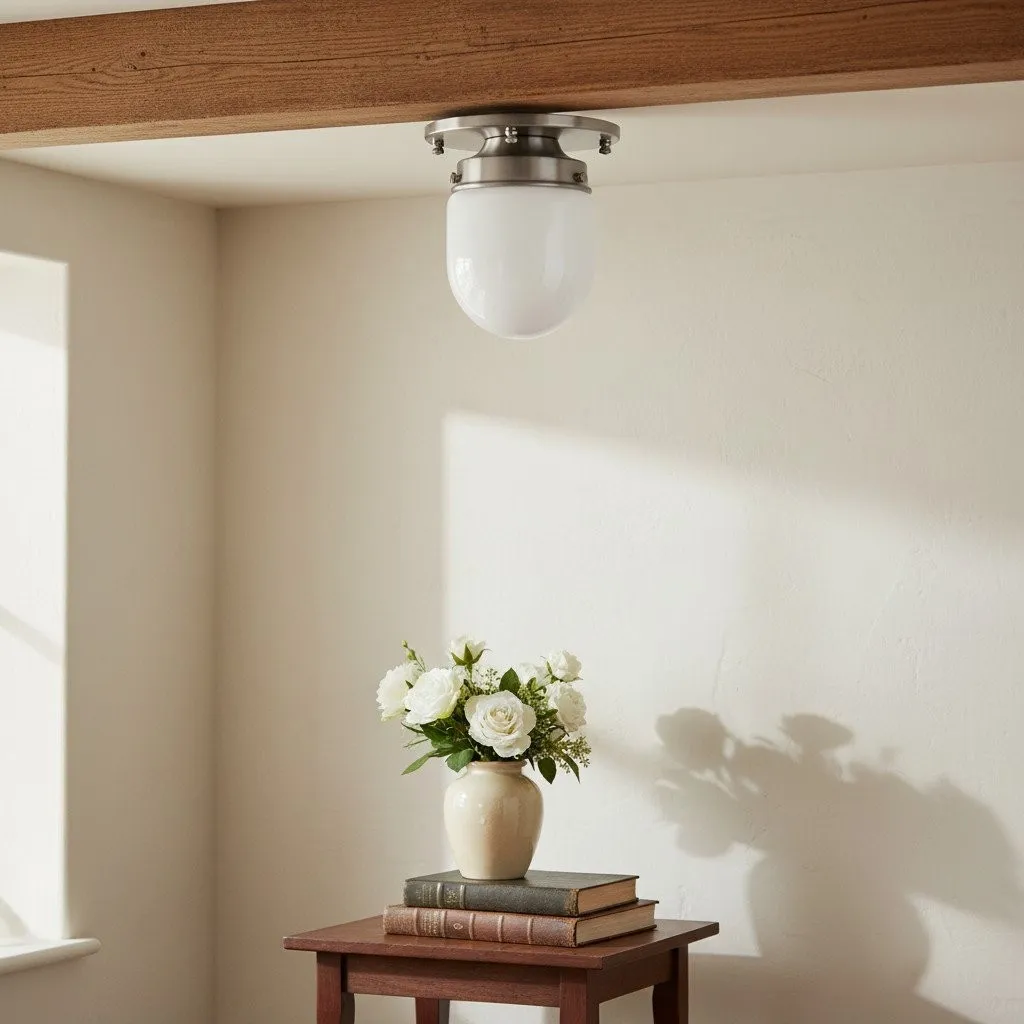 Opalume Glass Globe Flush Mount Light - Vintage Style Lamp for Hallway or Entryway KL1429