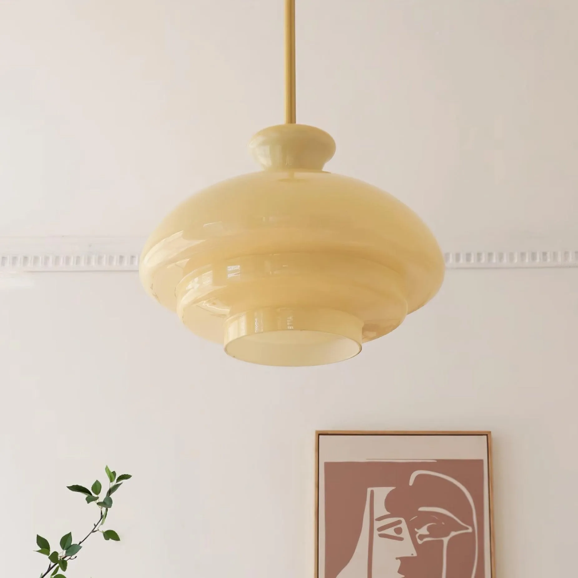 Round Yellow Stylish Simple Glass Pendant Lamp KL558