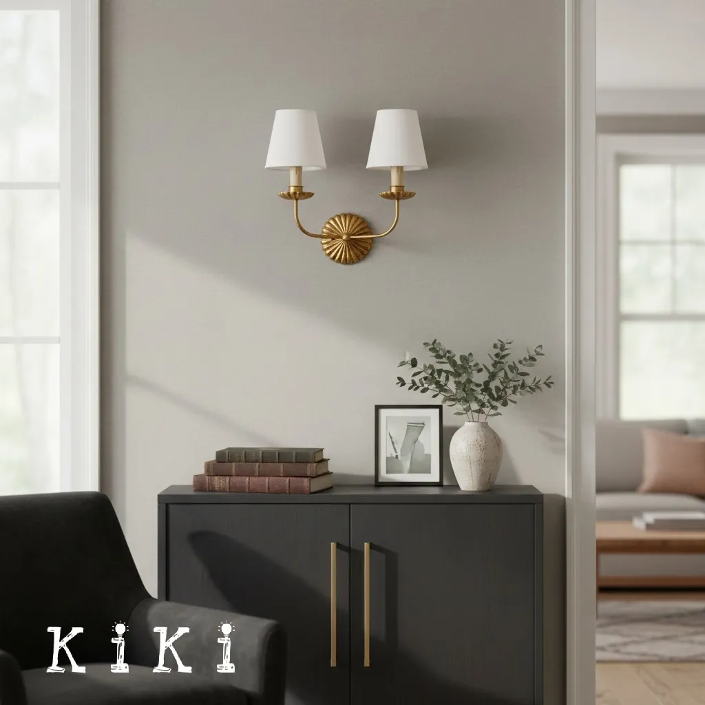 Catina Fabric Shade Wall Sconce – Classic Metal Wall Lighting for Entryway or Lounge KL1148