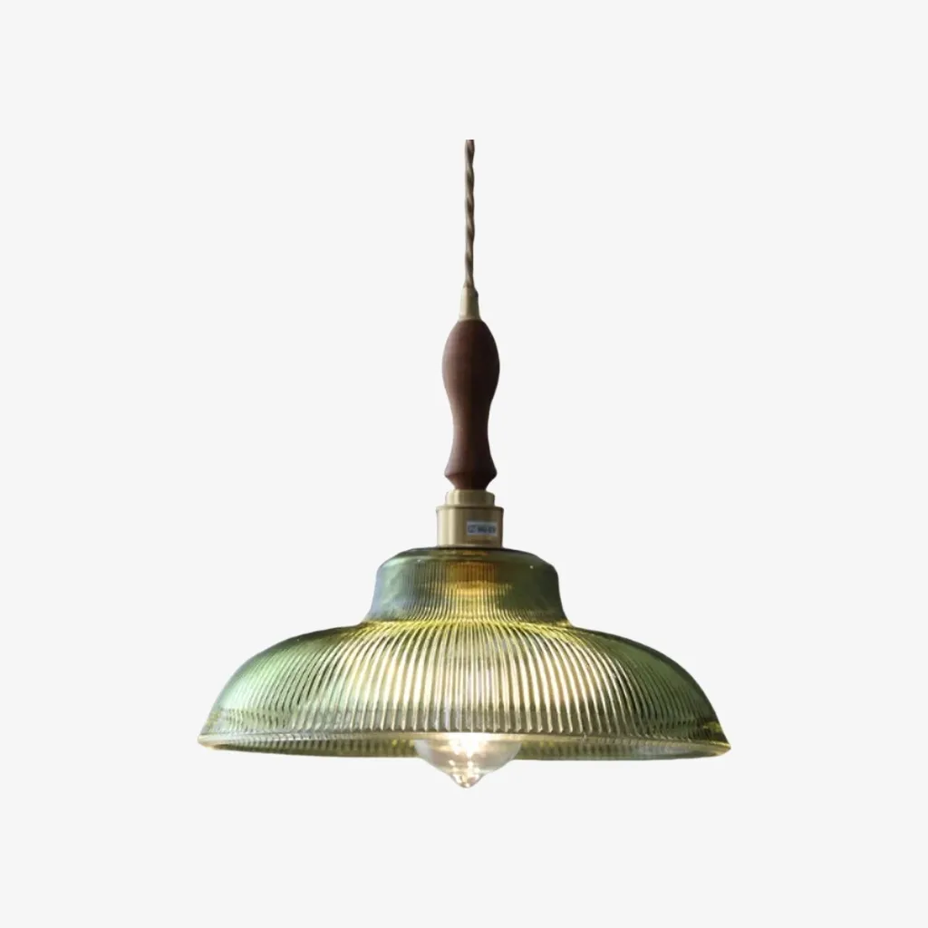 Ribilux Ribbed Pendant Light - Vintage Glass and Metal for Kitchen and Dining Room KL2262