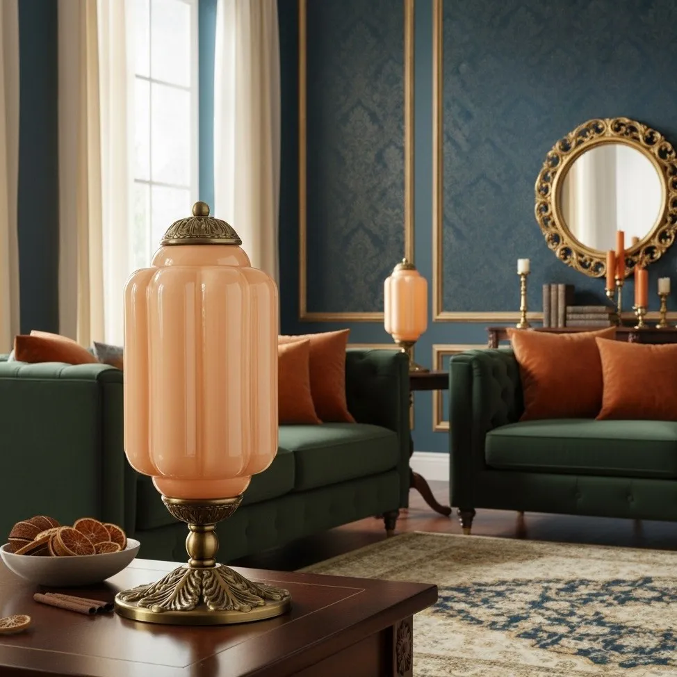 Eloise Vintage Glass Pumpkin Table Lamp - Decorative Accent Lighting for Living Spaces KL876