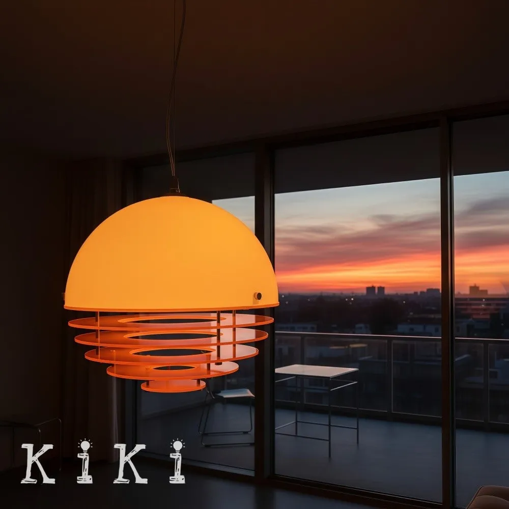 Sunset Pendant Light - Medieval Bauhaus Orange Orb Pendant Light KL880