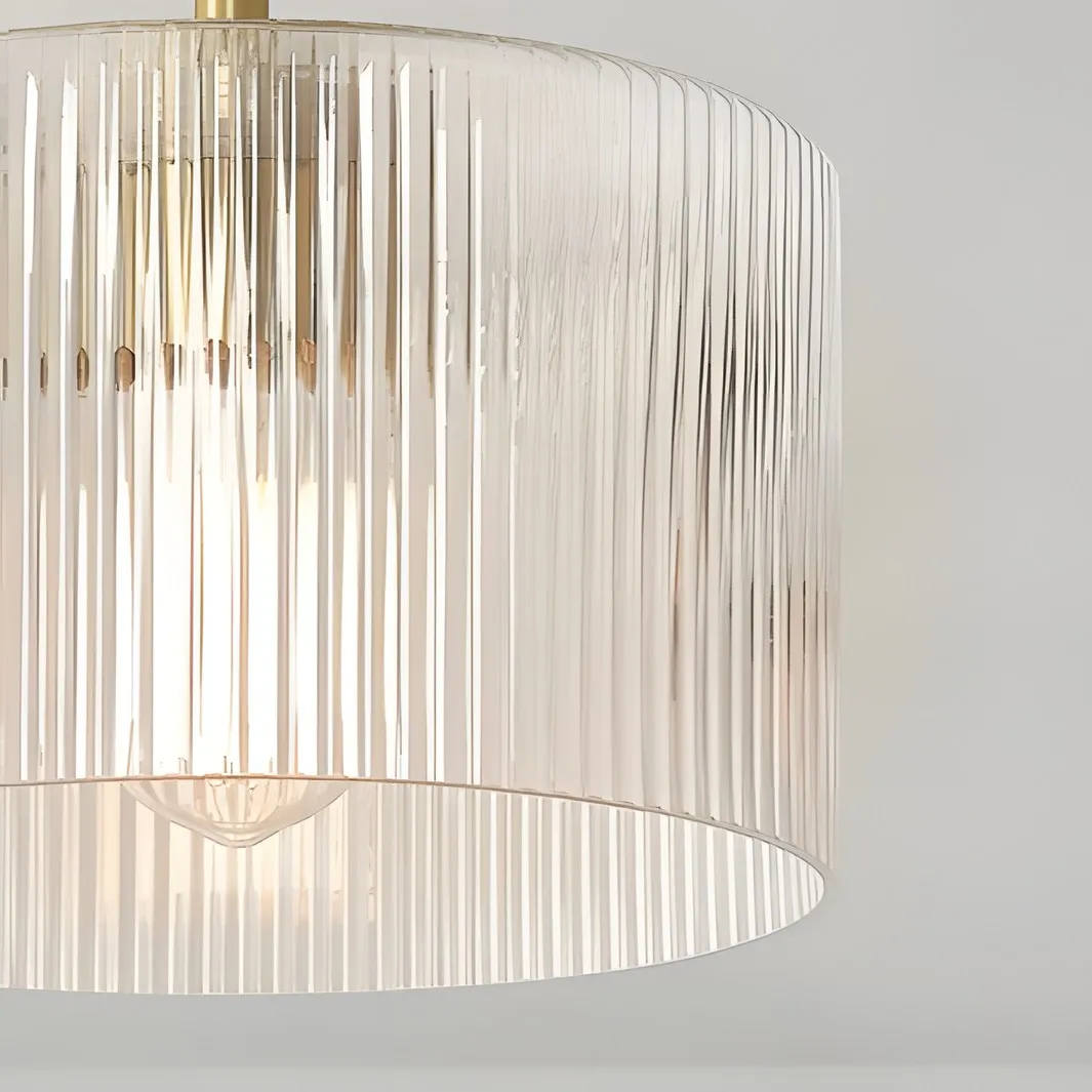 Rivora Ribbed Glass Ceiling Light - Modern Farmhouse Semi Flush Mount Lamp for Bedroom KL2220