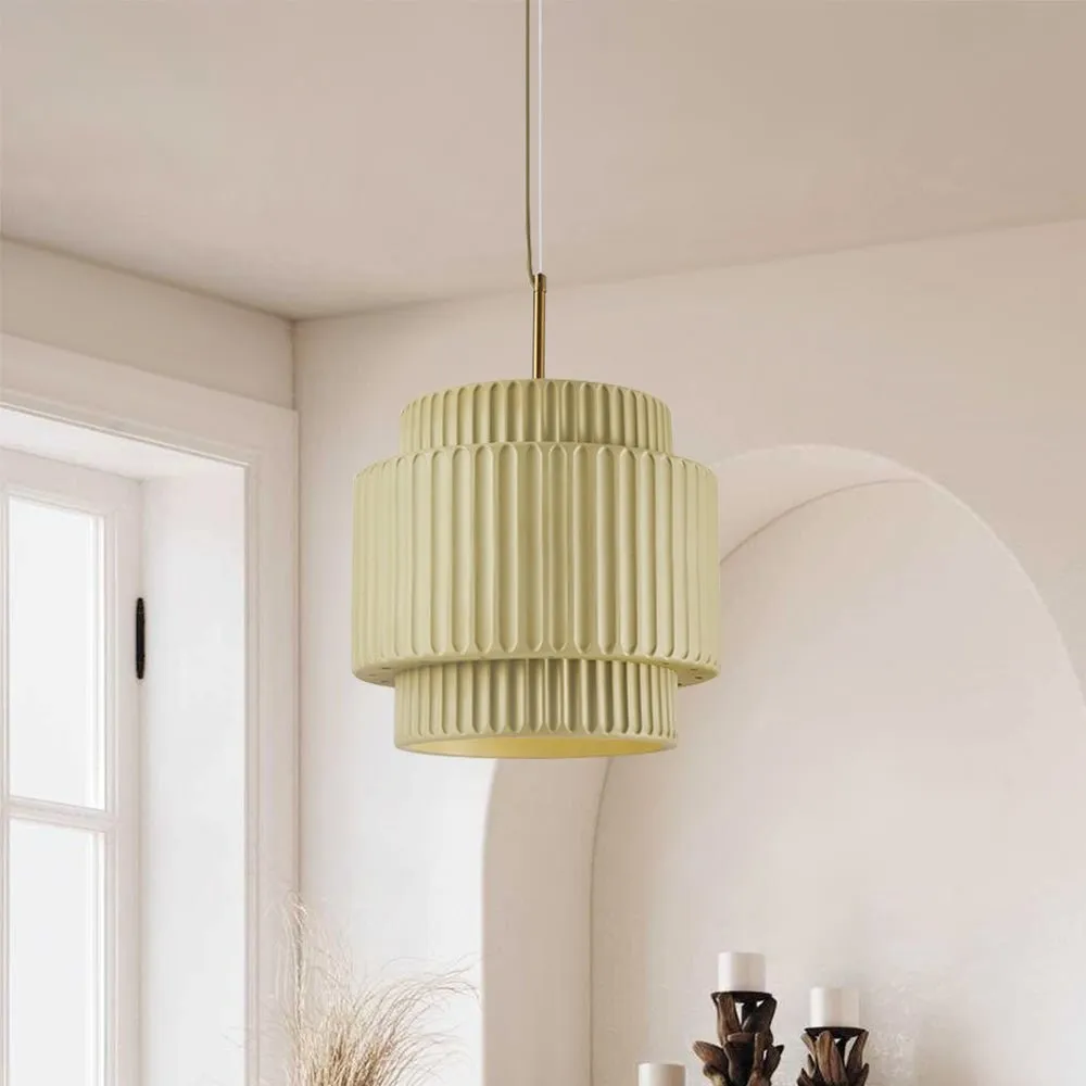 Cream Style Resin Drum Pendant Light KL170