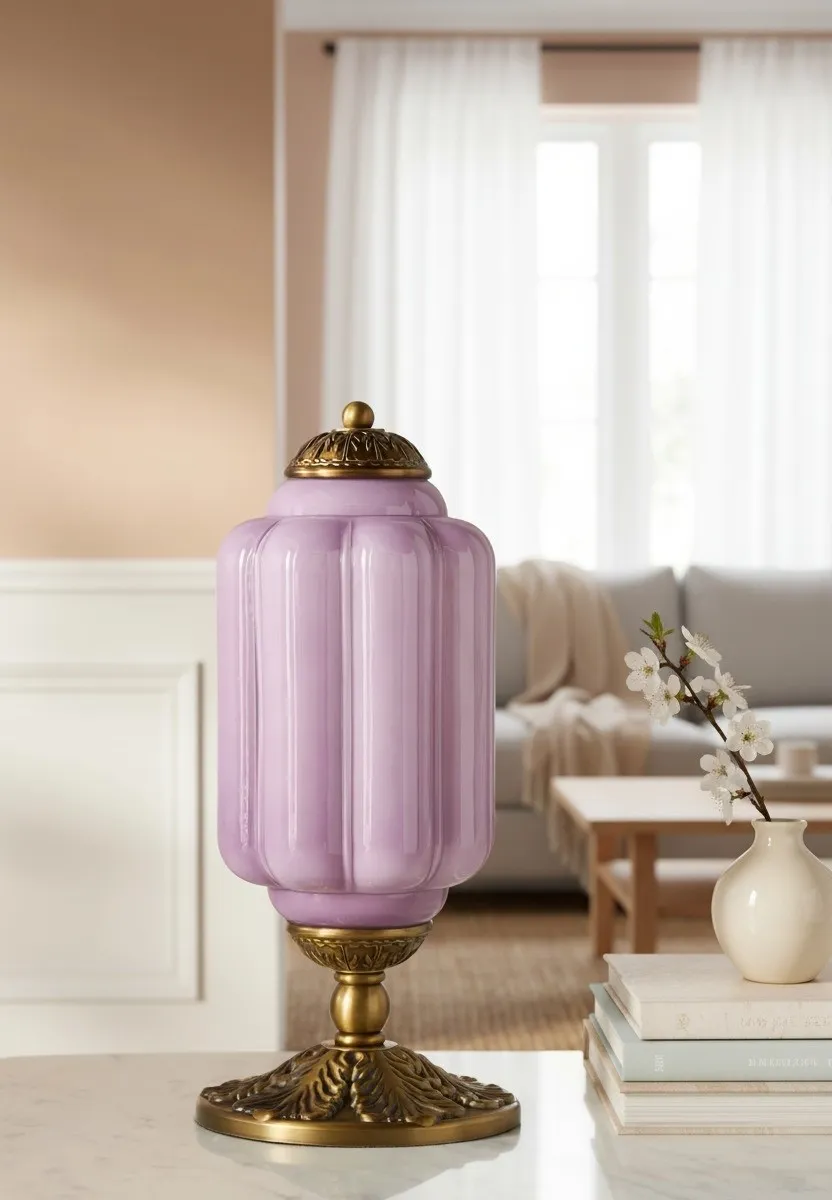 Eloise Vintage Glass Pumpkin Table Lamp - Decorative Accent Lighting for Living Spaces KL876