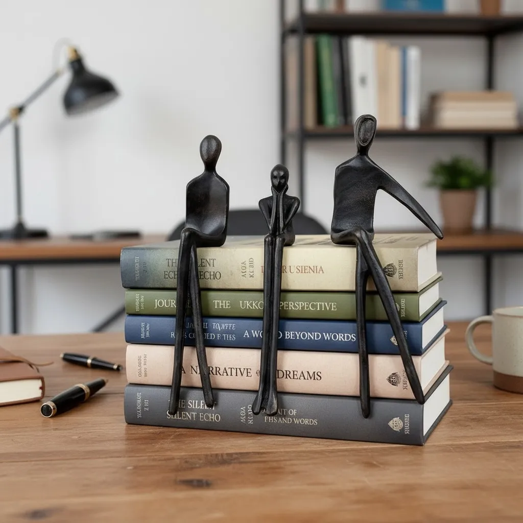 Floxo Abstract Human Figurine And Lazy Dog Sculpture - Nordic Minimalist Metal Decor Shelf And Desk Styling KL2346