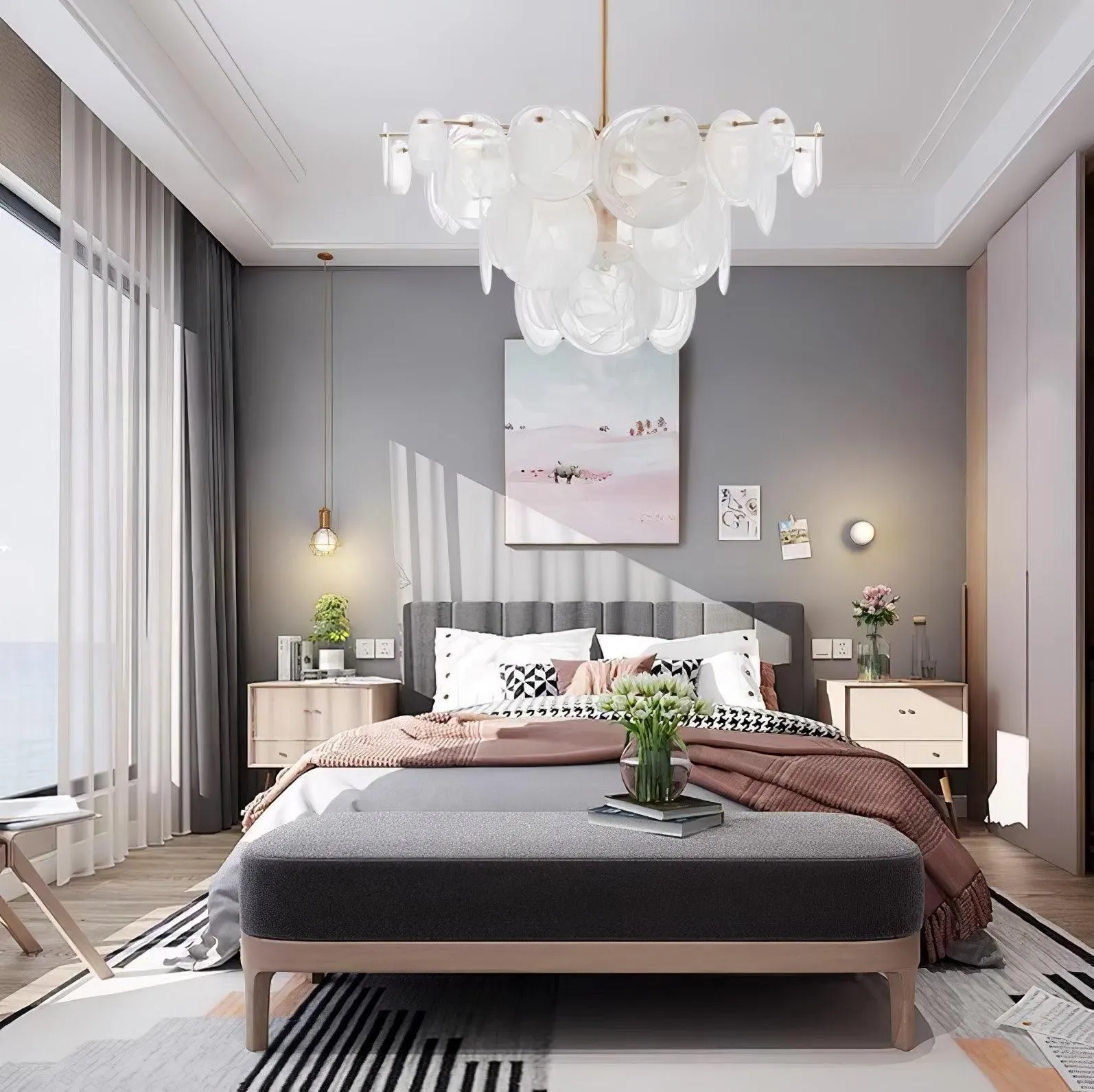 Brass Discs Cascading Chandelier KL260