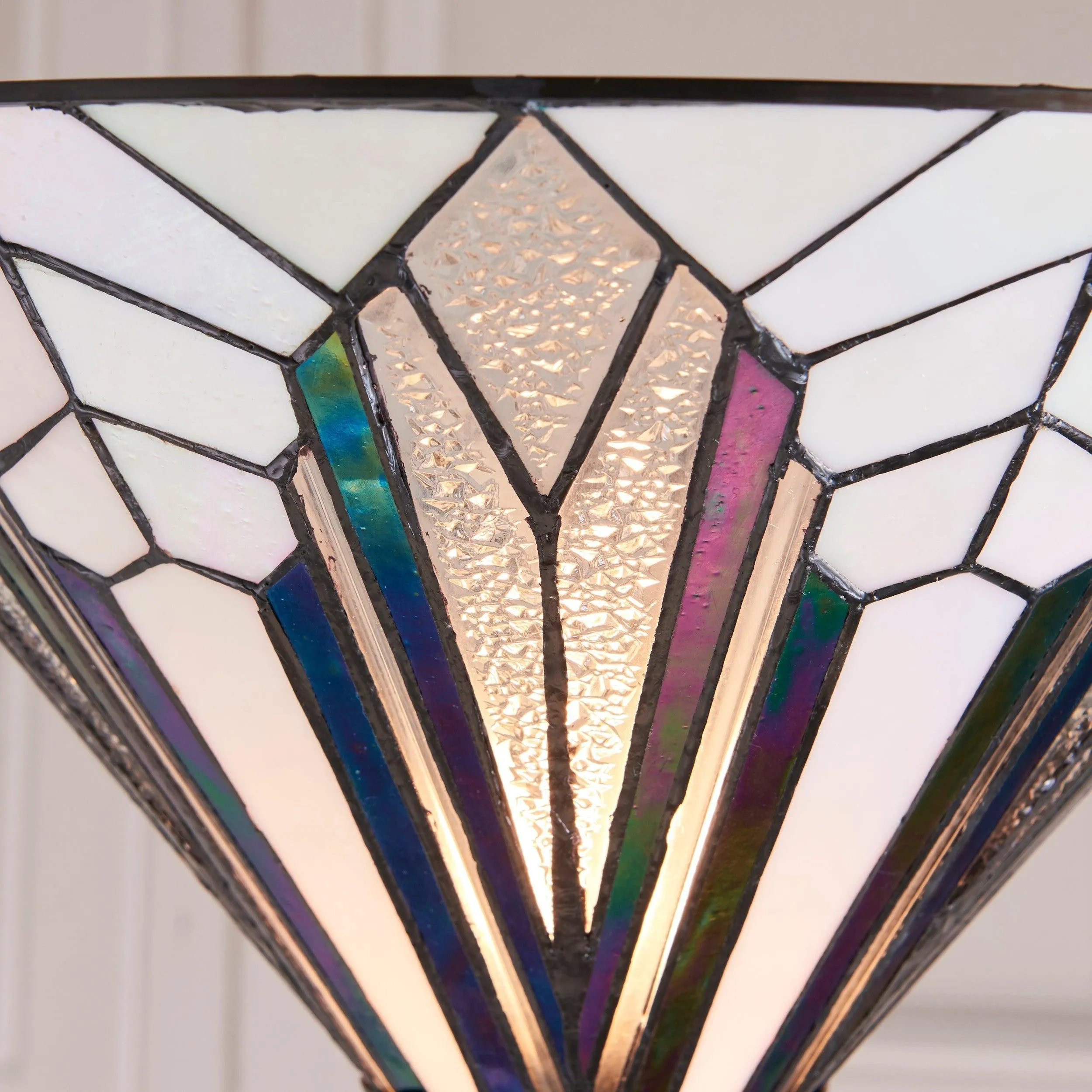 TF Astoria Tiffany Style Uplighter Lamp - Textured Glass Shade for Home and Office Ambience KL2009