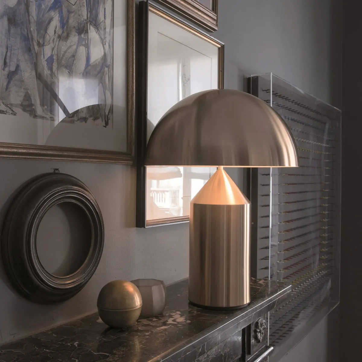 Atollo Metal Table Lamp - Decorative Dome Table Light for Office or Lounge