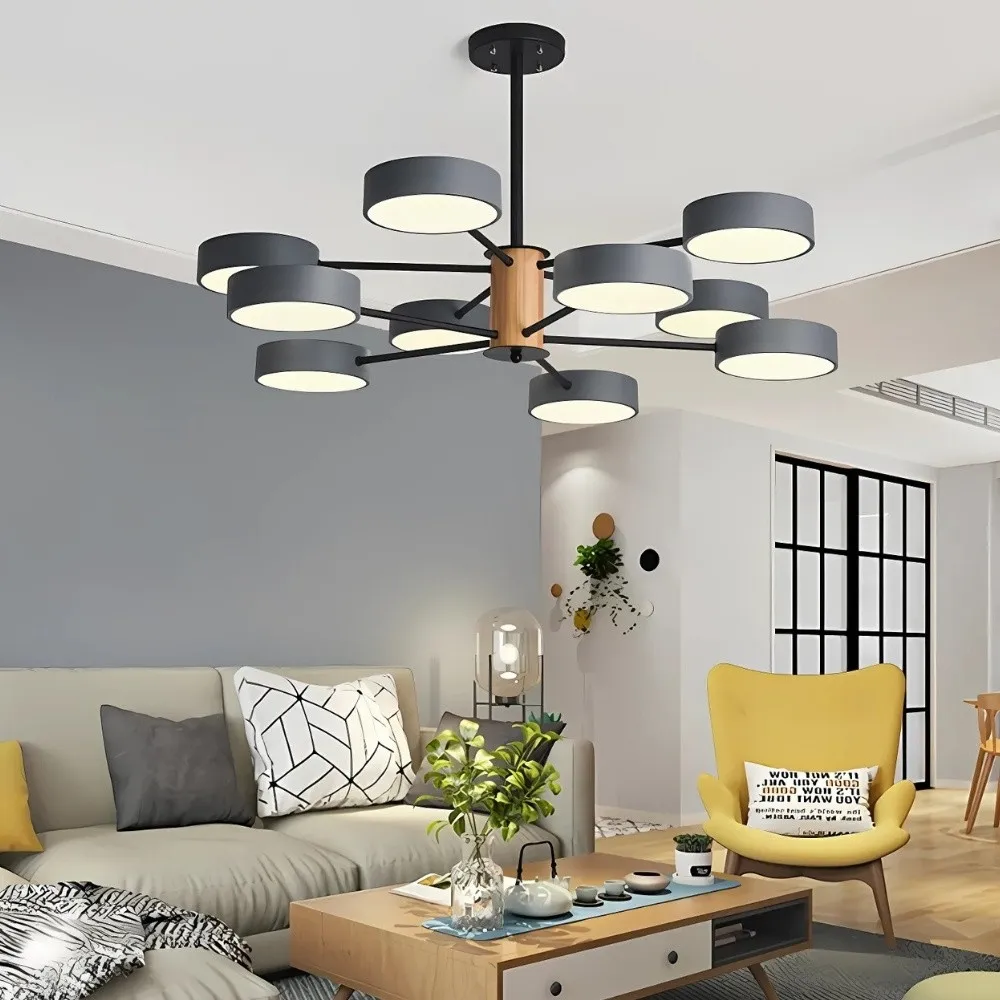 Scandinavian Branched Round Wood Chandelier KL886