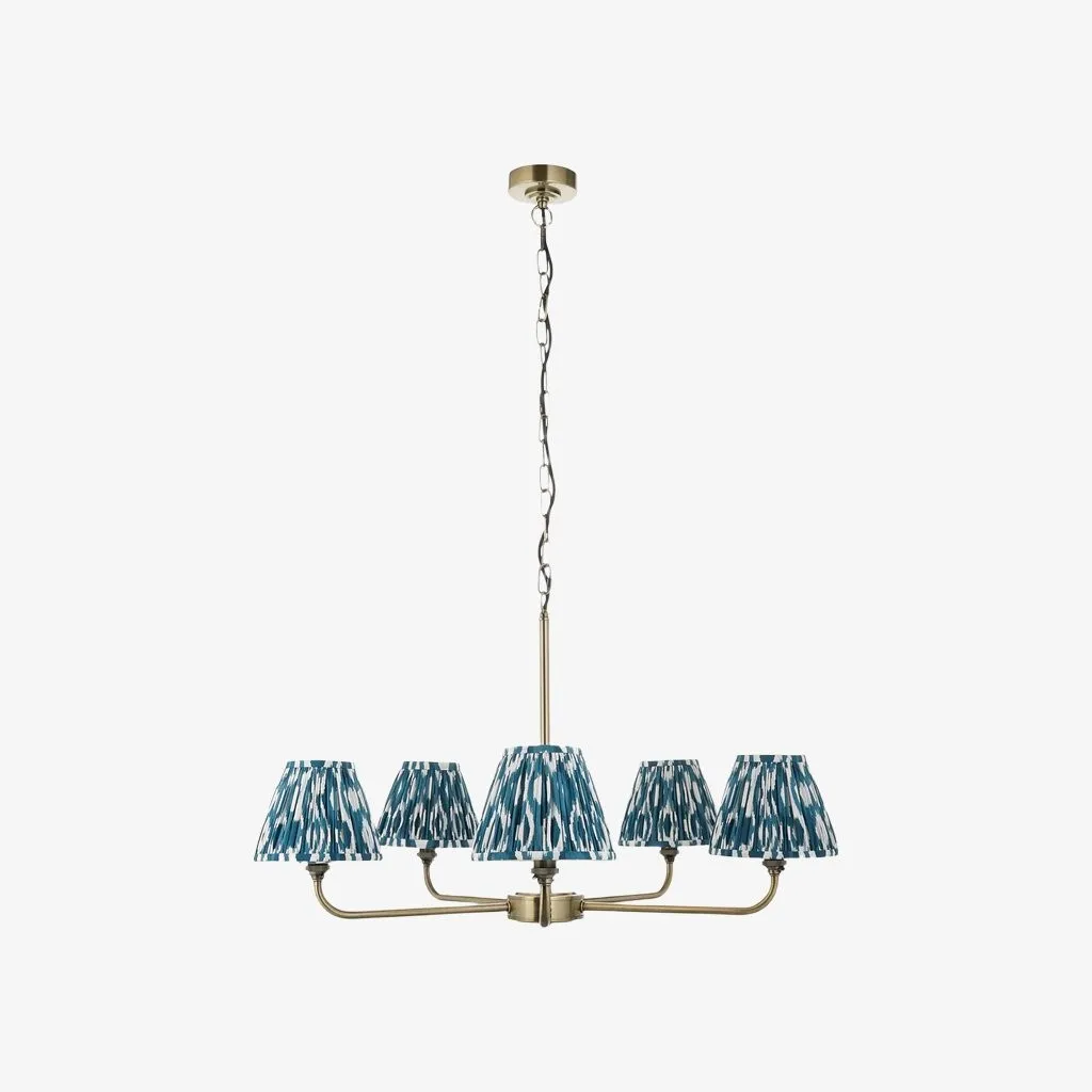 Zevatik Classic Ikat Patterned Fabric Chandelier - Metal Bracket Chandelier KL1873