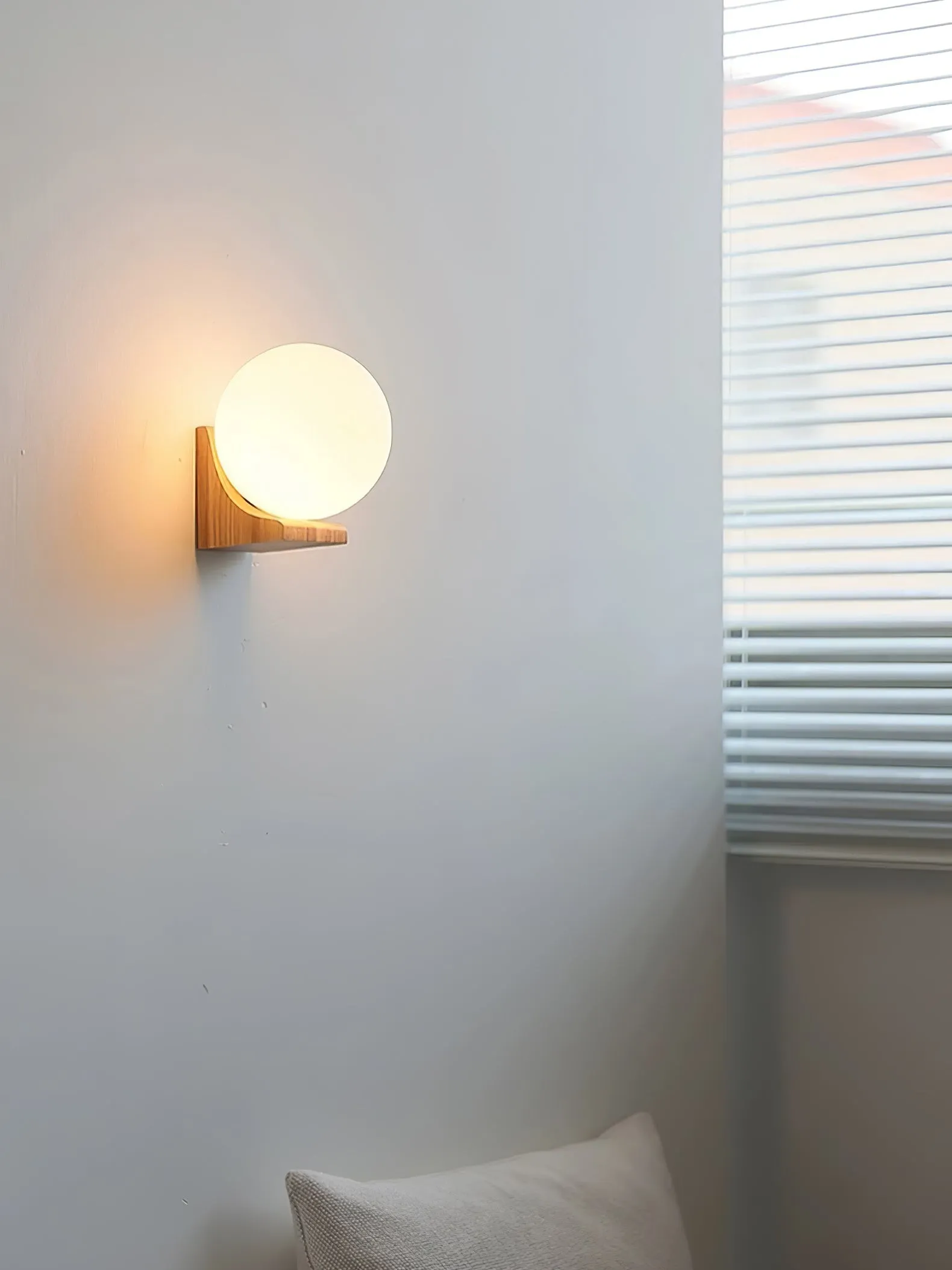 Minimalist Wooden Geometric Bracket Glass Globe Wall Lamp KL361